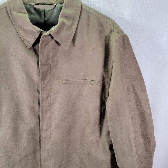 SLATE & STONE Slates Men's XL Brown Tan Faux Suede Lined Button Work Jacket - Picture 2 of 10